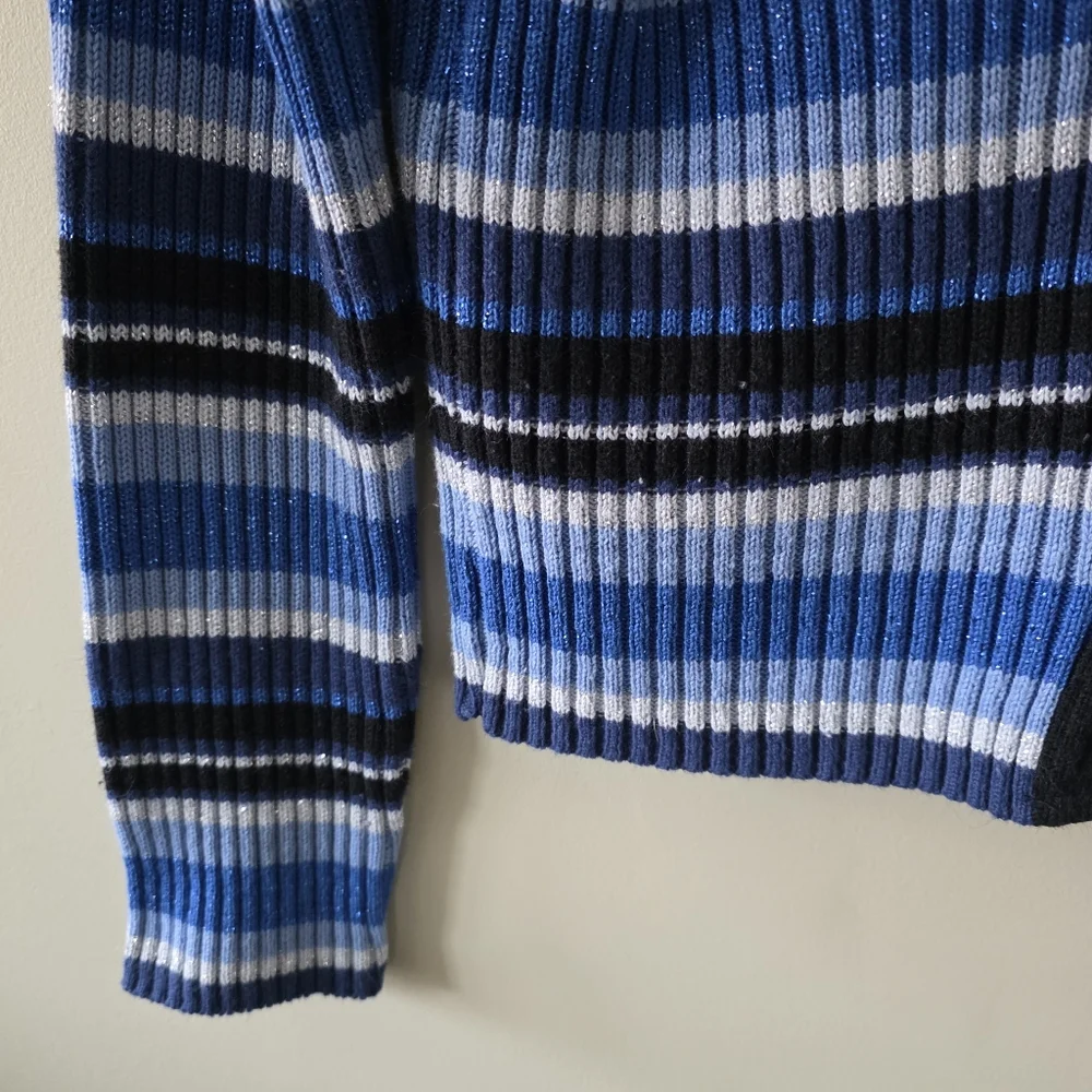 Le Chateau M Vintage Y2K Eclectic Coquette Striped Ribbed Knit Cardigan - Picture 9 of 12